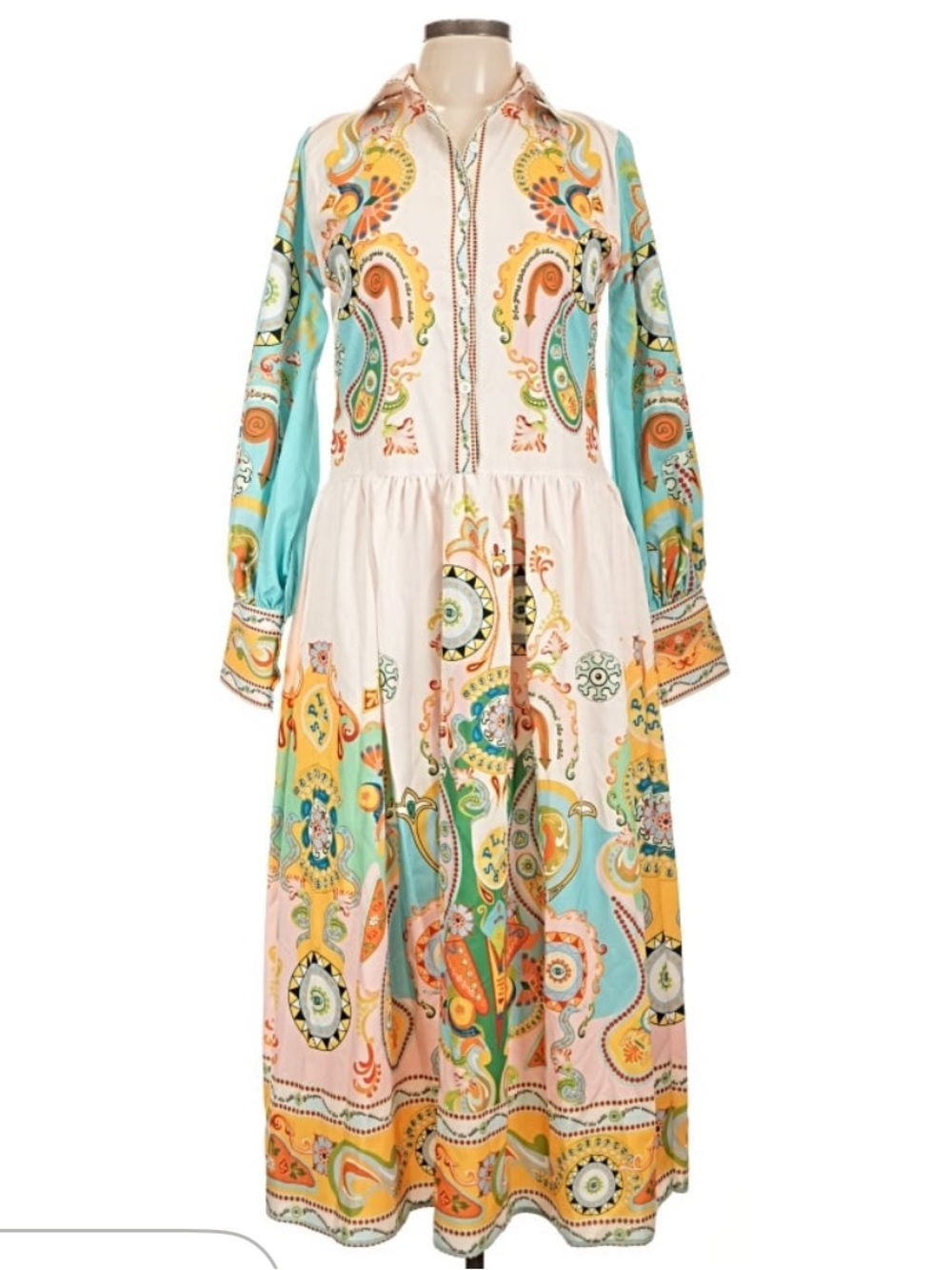 Boho Pinball Paisley Print Midi Shirt Spring Summer Dress